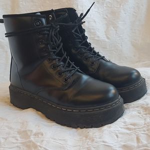 Platform faux leather combat boots